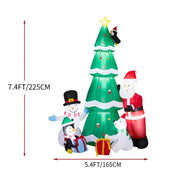 7.5FT Lighted Christmas Inflatable Decoration, Inflatable Christmas Tree With Santa And Snowman, Funny Blow Up Yard Decorations With Built-in LED Lights For Holiday Party Front Yard Lawn Garden Decor