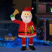 6FT Lighted Santa Claus Holding Bell Christmas Yard Decorations, Pre-lit Pull Up Santa With 200 Warm White LEDs, For Xmas Outdoor Holiday Indoor Decor Lighted Holiday Displays