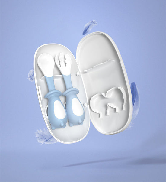 Baby Learn To Eat Training Fork Spoon Baby Food Elbow Feeding Tableware Twist Fork Spoon Children&