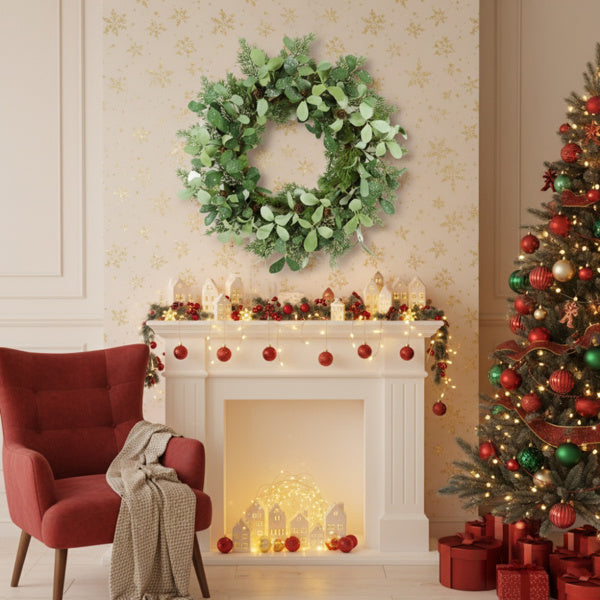 Christmas Cedar Wreath Full Luxe Greenery Holiday Door Festive Pinecone & Berry Accent FBA Shipment