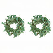 2PCS Set Christmas Wreath Eucalyptus Candle Rings 14.2in Green Artificial Plants Home Door Decor Holiday Wall Pendant FBA Shipment