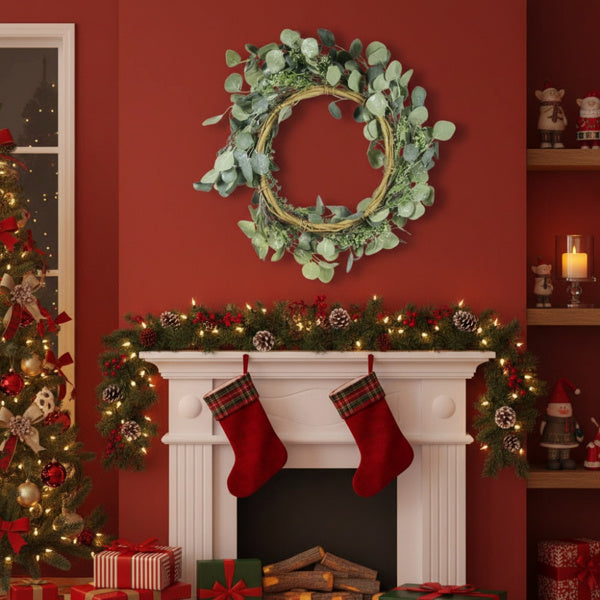 Christmas Eucalyptus Wreath Green Door Wreath Fake Leaf Garland Wedding Home Frontdoor Decor FBA Shipment