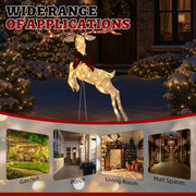 5FT Lighted Jumping Reindeer Christmas Decorations, Pre-lit Holiday Decor With Warm White LED Lights For Xmas Outdoor Indoor Decor Lighted Holiday Displays