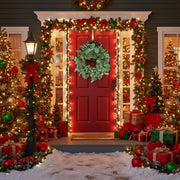 2PCS Set Christmas Wreath Eucalyptus Candle Rings 14.2in Green Artificial Plants Home Door Decor Holiday Wall Pendant FBA Shipment