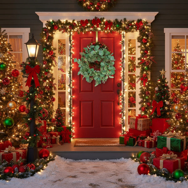 2PCS Set Christmas Wreath Eucalyptus Candle Rings 14.2in Green Artificial Plants Home Door Decor Holiday Wall Pendant FBA Shipment