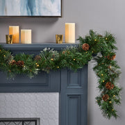 Christmas Wreath With 20 Pine Cones And 50 Warm White LED Lights With Timer - Battery Powered - Outdoor, 160 Pointed Heads