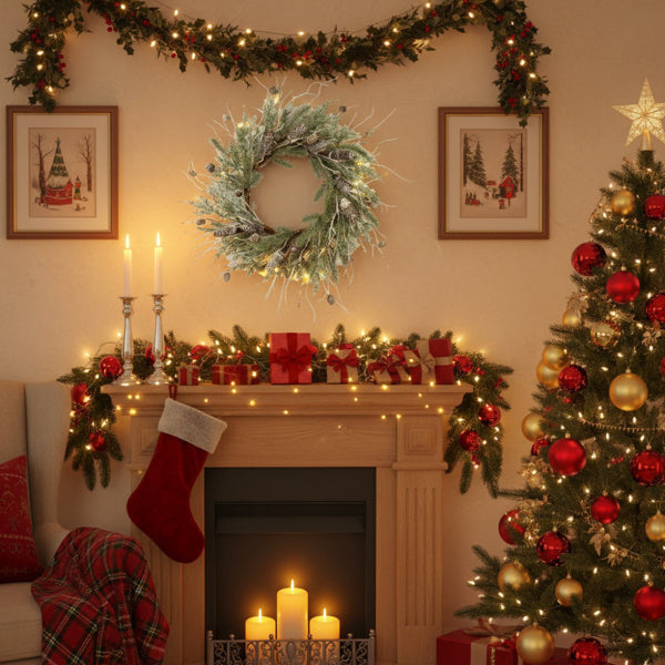 Christmas Pine Wreath Pinecone & Greenery Holiday Door Decoration Pre-Lit Or Natural Style For Festive Home Decor FBA Shipment