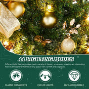 60in Pre-lit Christmas Wreath, Lighted Artificial Xmas Wreath With 220 Cold & Warm White Lights And 600 PVC Tips And DIY Ornaments, For Front Door Gate Wall Xmas Party Decorations, Light Green