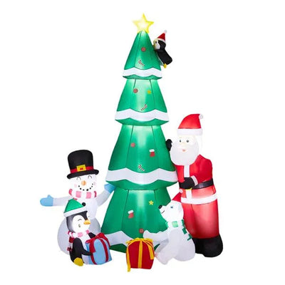 7.5FT Lighted Christmas Inflatable Decoration, Inflatable Christmas Tree With Santa And Snowman, Funny Blow Up Yard Decorations With Built-in LED Lights For Holiday Party Front Yard Lawn Garden Decor