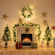 4 Pieces Christmas Decoration Set With Garland Wreath And Entrance Trees