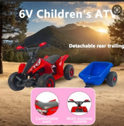 6V Battery Powered Kids Electric Vehicle, Kids Ride On ATV, 4 Wheeler Quad W Headlights, MP3, USB, Volume Control, Large Seat, Electric Ride On Toys Best Gifts For Age 3-6 Years Old