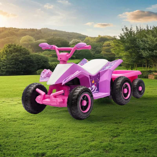 6V Battery Powered Kids Electric Vehicle, Kids Ride On ATV, 4 Wheeler Quad W Headlights, MP3, USB, Volume Control, Large Seat, Electric Ride On Toys Best Gifts For Age 3-6 Years Old