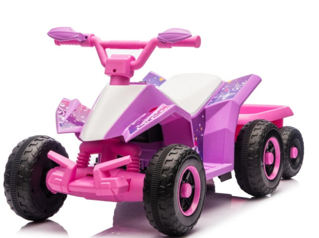 6V Battery Powered Kids Electric Vehicle, Kids Ride On ATV, 4 Wheeler Quad W Headlights, MP3, USB, Volume Control, Large Seat, Electric Ride On Toys Best Gifts For Age 3-6 Years Old