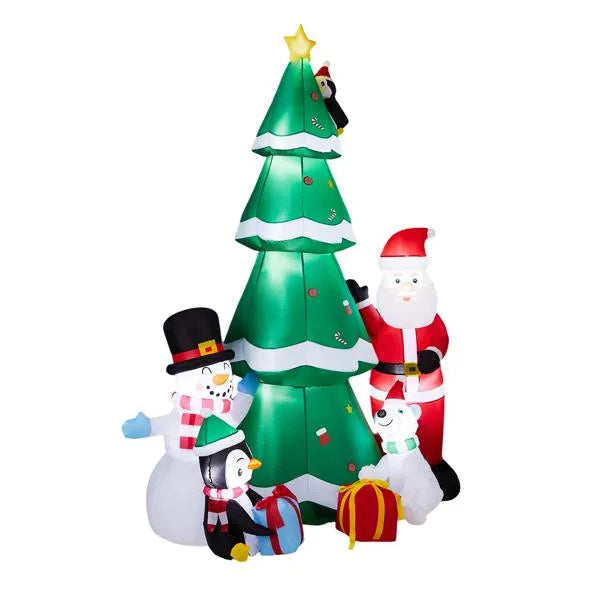 7.5FT Lighted Christmas Inflatable Decoration, Inflatable Christmas Tree With Santa And Snowman, Funny Blow Up Yard Decorations With Built-in LED Lights For Holiday Party Front Yard Lawn Garden Decor