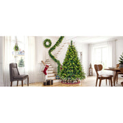 6FT Grass Green Christmas Tree, Large Branches Pine Tree, Pre-Lit Set With Tree  Garland & Wreath, Artificial Christmas With Pine Cones, Hinged Xmas Tree , For Holiday Party Ofiice Home