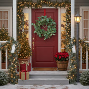 2PCS Set Christmas Wreath Eucalyptus Candle Rings 14.2in Green Artificial Plants Home Door Decor Holiday Wall Pendant FBA Shipment