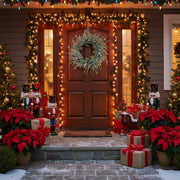 Christmas Pine Wreath Pinecone & Greenery Holiday Door Decoration Pre-Lit Or Natural Style For Festive Home Decor FBA Shipment