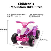 6V Battery Powered Kids Electric Vehicle, Kids Ride On ATV, 4 Wheeler Quad W Headlights, MP3, USB, Volume Control, Large Seat, Electric Ride On Toys Best Gifts For Age 3-6 Years Old
