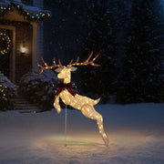5FT Lighted Jumping Reindeer Christmas Decorations, Pre-lit Holiday Decor With Warm White LED Lights For Xmas Outdoor Indoor Decor Lighted Holiday Displays