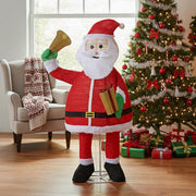 6FT Lighted Santa Claus Holding Bell Christmas Yard Decorations, Pre-lit Pull Up Santa With 200 Warm White LEDs, For Xmas Outdoor Holiday Indoor Decor Lighted Holiday Displays