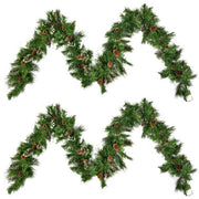 Christmas Wreath With 20 Pine Cones And 50 Warm White LED Lights With Timer - Battery Powered - Outdoor, 160 Pointed Heads