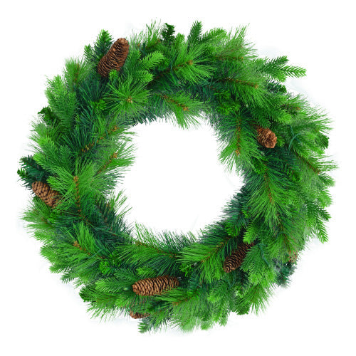 6FT Grass Green Christmas Tree, Large Branches Pine Tree, Pre-Lit Set With Tree  Garland & Wreath, Artificial Christmas With Pine Cones, Hinged Xmas Tree , For Holiday Party Ofiice Home
